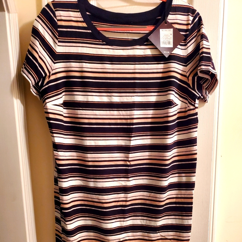1X Ava & Viv Stretch-Fabric Striped Dress
